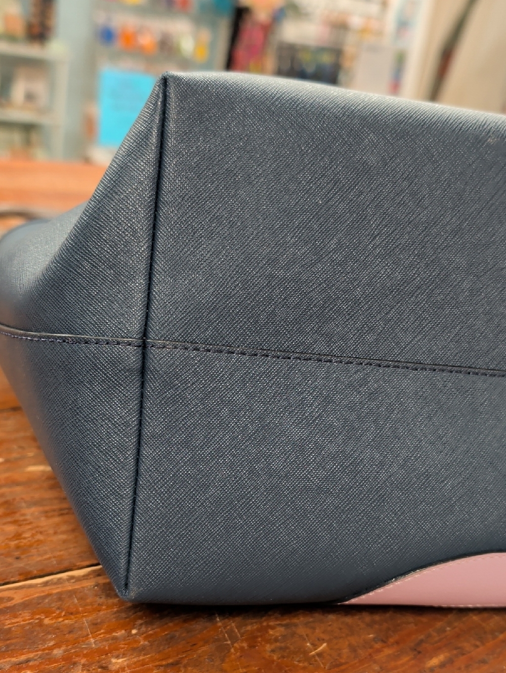 Kate Spade Reiley Navy Tote with Pink and Cream Floral Applique In EUC - Picture 5 of 7